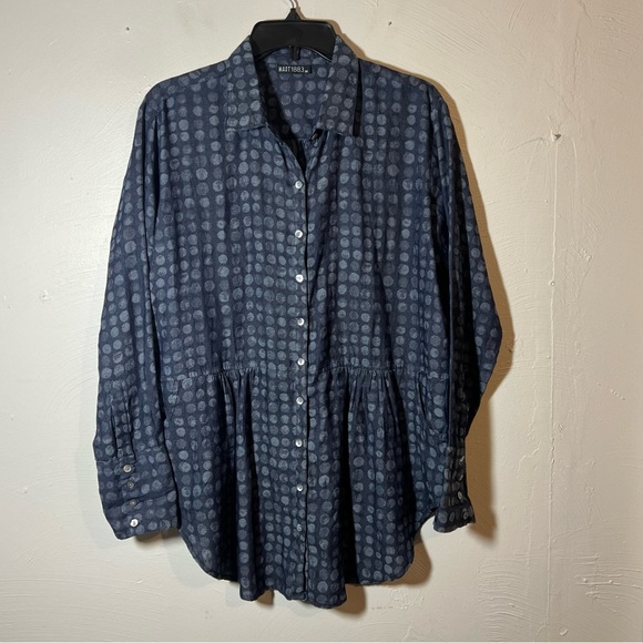 MAST 1883 Organic Cotton Chambray Button Up Tunic Shirt With Pockets - Picture 6 of 6